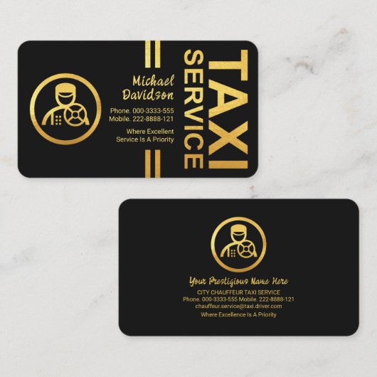 Gold Stripe Lines Chauffeur-driver Visitekaartje (Voorkant / Achterkant)