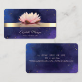 Gold Stripe Lotus Flower Blue Yoga Instructor Visitekaartje (Voorkant / Achterkant)