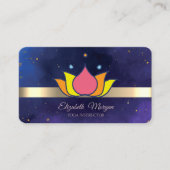 Gold Stripe Lotus Flower Blue Yoga Instructor Visitekaartje (Voorkant)