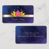 Gold Stripe Lotus Flower Blue Yoga Instructor Visitekaartje (Voorkant / Achterkant)