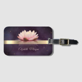 Gold Stripe Lotus Flower Boho Bagagelabel (Voorkant (horizontaal))
