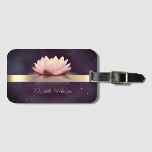 Gold Stripe Lotus Flower Boho Bagagelabel (Voorkant (horizontaal))