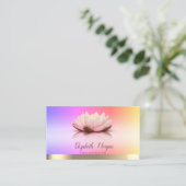 Gold Stripe Lotus Flower Yoga Instructor Visitekaartje (Staand voorkant)