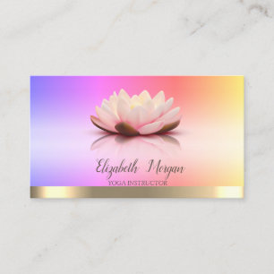 Gold Stripe Lotus Flower Yoga Instructor Visitekaartje