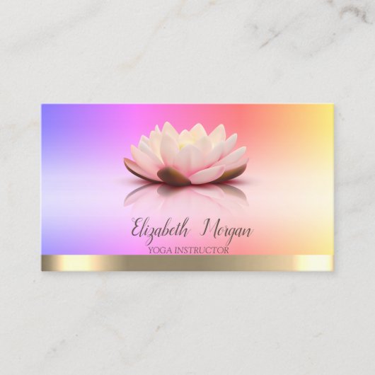 Gold Stripe Lotus Flower Yoga Instructor Visitekaartje (Voorkant)
