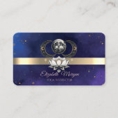 Gold Stripe Lotus Moon Blue Yoga Instructor Visitekaartje (Voorkant)