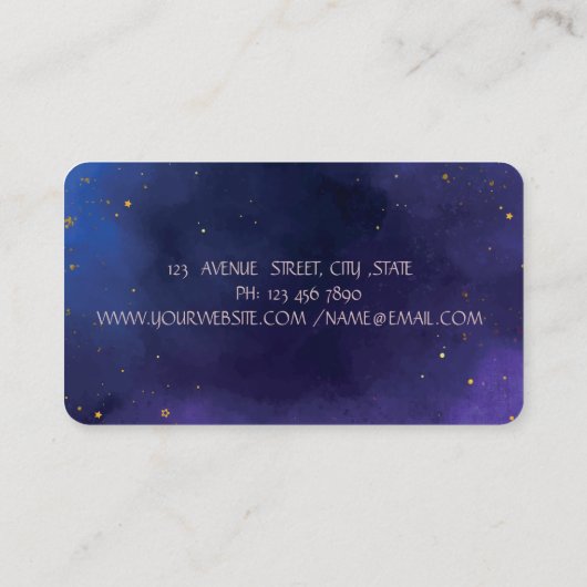 Gold Stripe Lotus Moon Blue Yoga Instructor Visitekaartje (Achterkant)