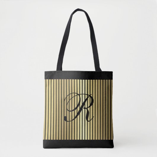 Gold Stripe over elke kleur met een monogram Tote Bag (Voorkant)