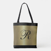 Gold Stripe over elke kleur met een monogram Tote Bag (Achterkant)
