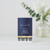 Gold Stripe Piano Teacher Dark Blue Visitekaartje (Staand voorkant)