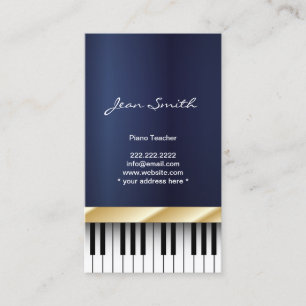 Gold Stripe Piano Teacher Dark Blue Visitekaartje