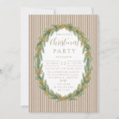 Gold Stripe Pine Wreath Christmas Kaart (Voorkant)