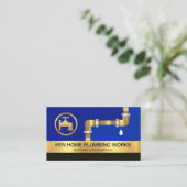 Gold Stripe Plumbing Pipes Plumber Service Visitekaartje (Staand voorkant)