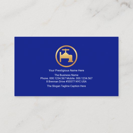 Gold Stripe Plumbing Pipes Plumber Service Visitekaartje (Achterkant)
