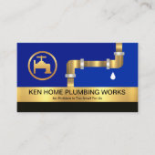 Gold Stripe Plumbing Pipes Plumber Service Visitekaartje (Voorkant)