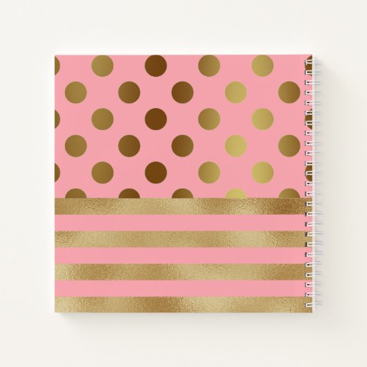 Gold Stripe Polka Dot Name Girly Notitieboek (Achterkant)
