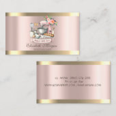 Gold Stripe Roos Gouden Bloemen Bakkerij Mixer Visitekaartje (Voorkant / Achterkant)