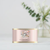 Gold Stripe Roos Gouden Bloemen Bakkerij Mixer Visitekaartje (Staand voorkant)