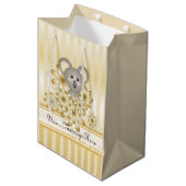 Gold Stripe Schattige Koala Baby shower / Kinderve Medium Cadeauzakje (Voorkant Gekanteld)