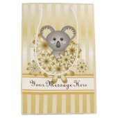 Gold Stripe Schattige Koala Baby shower / Kinderve Medium Cadeauzakje (Voorkant)
