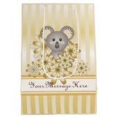 Gold Stripe Schattige Koala Baby shower / Kinderve Medium Cadeauzakje (Achterkant)