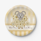 Gold Stripe Schattige Koala Baby shower / Kinderve Papieren Bordje (Voorkant)