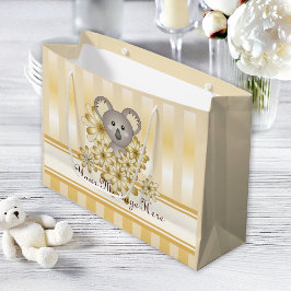 Gold Stripe Schattige Koala Kids Verjaardag / Baby Large Cadeautasje