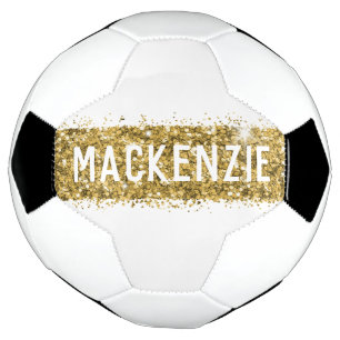 Gold Stripe Sparkly Monogram Naam op maat Voetbal