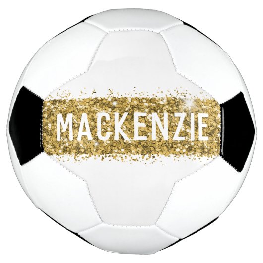 Gold Stripe Sparkly Monogram Naam op maat Voetbal (Gedraaid)