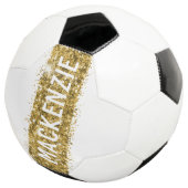 Gold Stripe Sparkly Monogram Naam op maat Voetbal (Drie kwart)