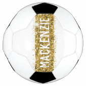 Gold Stripe Sparkly Monogram Naam op maat Voetbal (Voorkant)