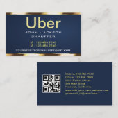 Gold stripe Taxi Driver Cab Transport blue QR CODE Visitekaartje (Voorkant / Achterkant)