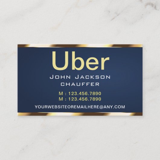 Gold stripe Taxi Driver Cab Transport blue QR CODE Visitekaartje (Voorkant)