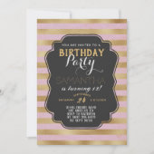Gold Striped Birthday Kaart (Voorkant)