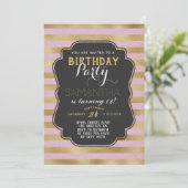 Gold Striped Birthday Kaart (Staand voorkant)