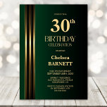Gold Striped Black Green 30th Birthday Party Kaart<br><div class="desc">Invite your friends and loved ones to your birthday celebration with this modern gold striped black and green 30th birthday party invitation. The customizable text area in this invitation template allows you to include all the necessary details for your special birthday celebration, including the date, time, venue, and RSVP information....</div>