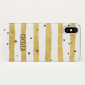 Gold Striped & Black Stippen Monogram Case-Mate iPhone Case (Achterkant (horizontaal))