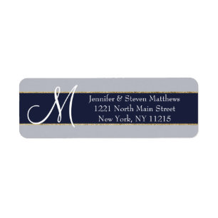 Gold Striped Blue Monogram Initialen Name Labels