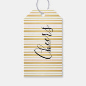 Gold Striped Confetti Happy Nieuwjaar cadeautjes L Cadeaulabel (Voorkant)