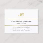 Gold Striped Elegant Monogram Design Trendy Plain Visitekaartje (Voorkant)