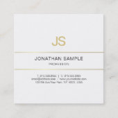 Gold Striped Elegant Monogrammed Design Trendy Vierkante Visitekaartje (Voorkant)