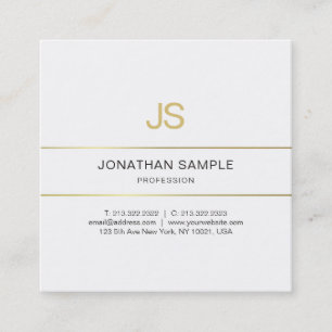 Gold Striped Elegant Monogrammed Design Trendy Vierkante Visitekaartje