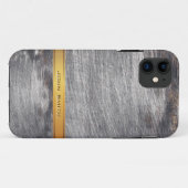 Gold Striped Grunge Steel Metal Custom Name Case-Mate iPhone Case (Achterkant (horizontaal))