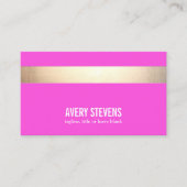 Gold Striped Modern Hot Pink Beauty Salon Visitekaartje (Voorkant)