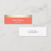 Gold Striped Modern Stijlvol Koraal Mini Visitekaartje (Voorkant / Achterkant)