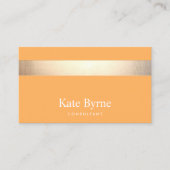 Gold Striped Modern Stijlvol Oranje Visitekaartje (Voorkant)