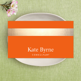 Gold Striped Modern Stijlvol Oranje Visitekaartje