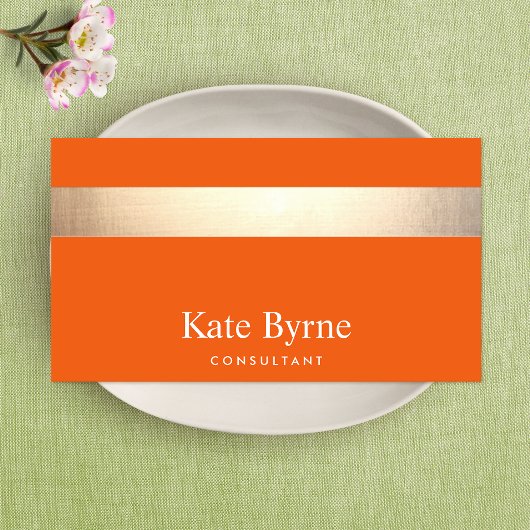 Gold Striped Modern Stijlvol Oranje Visitekaartje
