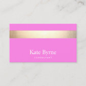 Gold Striped Modern Stijlvol Roze Visitekaartje (Voorkant)