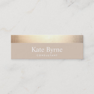 Gold Striped Modern Stylish Beige Tan Mini Visitekaartje